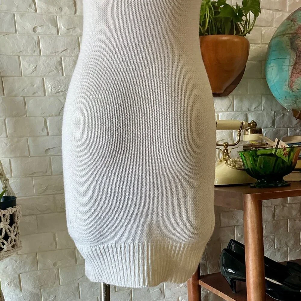 Vintage Y2K Wet Seal Sleeveless Cable Knit Mini Dress + Ribbon Bow Detail - Picture 8 of 11